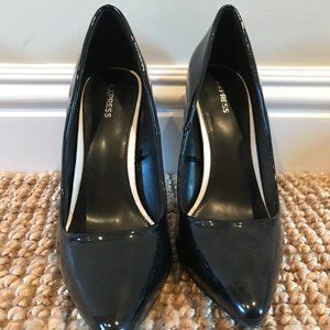 Express Black Patent Leather Closed-Toe Heels